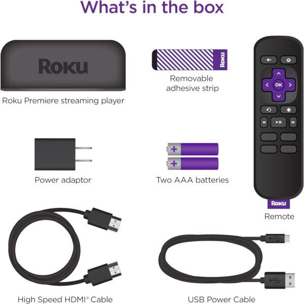 Roku Premiere | HD/4K/HDR Streaming Media Player, Simple Remote and Premium HDMI Cable, Black - Image 6