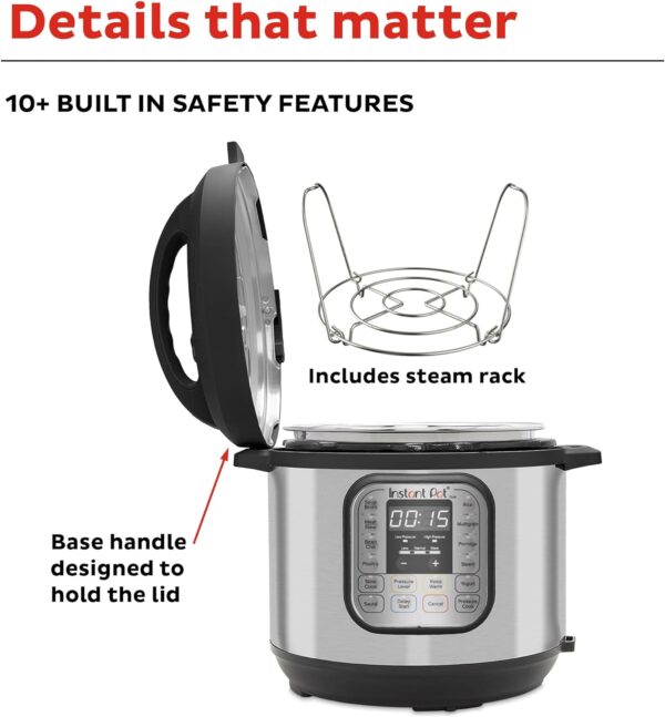 Instant Pot Duo 7-in-1 Electric Pressure Cooker, Slow Cooker, Rice Cooker, Steamer, Sauté, Yogurt Maker, Warmer & Sterilizer, Includes App With Over 800 Recipes, Stainless Steel, 6 Quart - Image 6