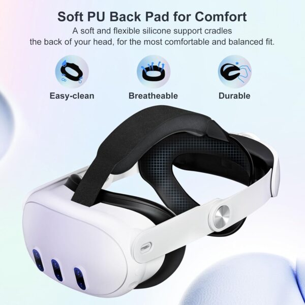 Head Strap for Meta Quest 3,Comfort Adjustable Elite Strap Replacement for Oculus Quest 3 Reduce Pressure,Soft Cushion VR Headset Accessories for Longer Immersion - Image 4