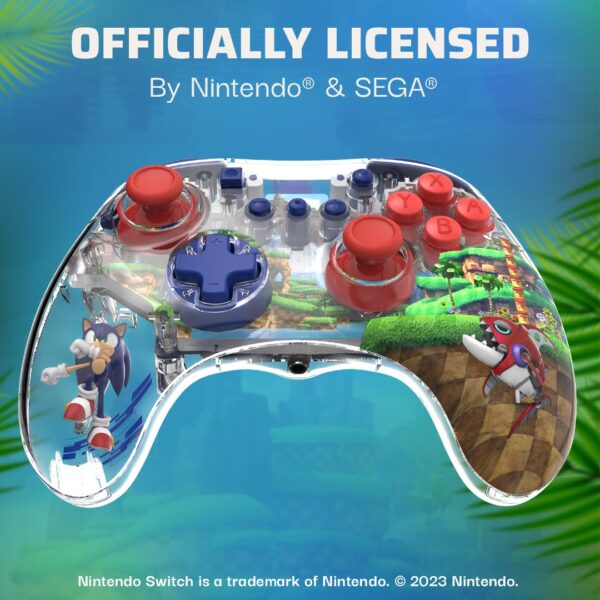 PDP REALMz™ Nintendo Switch Pro Controller, Customizable LED Lighting, 3.5mm Headphone Jack, Officially Licensed by Nintendo and SEGA: Sonic Superstars (Sonic Green Hill Zone) - Image 6