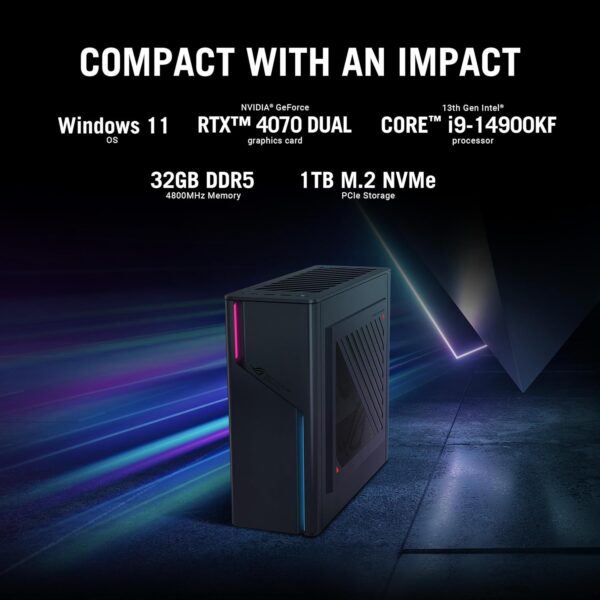 ASUS 2023 ROG G22CH Gaming Desktop PC, Small Form Factor, Intel® Core™ i9-14900KF, NVIDIA® GeForce® RTX 4070 Dual, 1TB SSD Gen 4, 32GB DDR5 RAM, Windows 11, G22CH-DH978 - Image 4