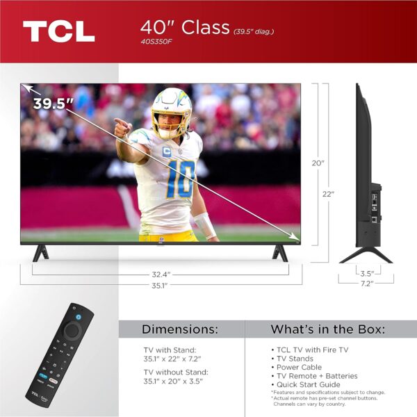 TCL 40-Inch Class S3 1080p LED Smart TV with Fire TV (40S350F, 2023 Model), Alexa Built-in, Apple AirPlay Compatibility, Streaming FHD Television,Black - Image 3