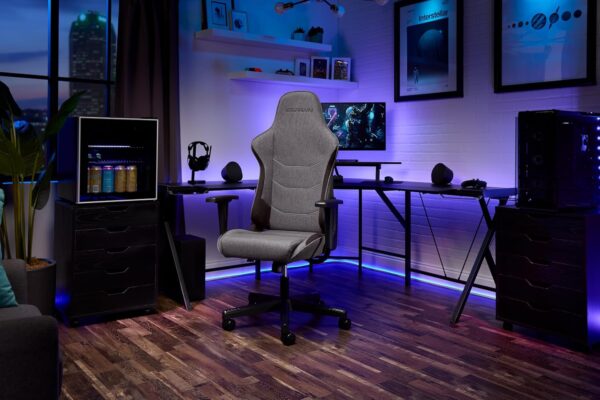 RESPAWN 110 Gaming Chair - Gamer Chair PC Computer Chair, Ergonomic Gaming Chairs, Office Chair with Integrated Headrest, Gaming Chair for Adults 135 Degree Recline with Angle Lock - Grey Fabric - Image 2