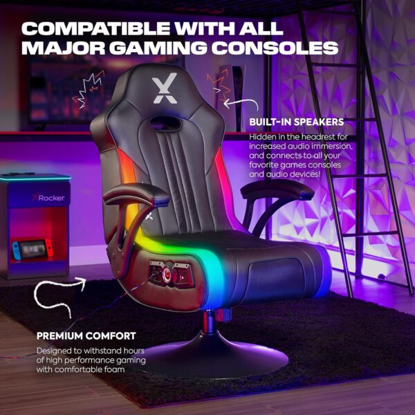 X Rocker Torque Pedestal Gaming Chair, Bluetooth Audio with Subwoofer and Vibration - Image 5