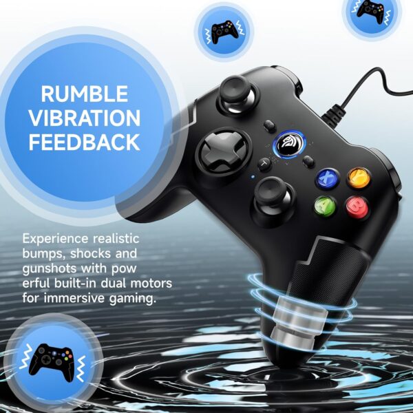 EasySMX Wired Gaming Controller,PC Game Controller Joystick with Dual-Vibration Turbo and Trigger Buttons for Windows PC/ PS3/ Android TV Box/Tesla(Black) - Image 5