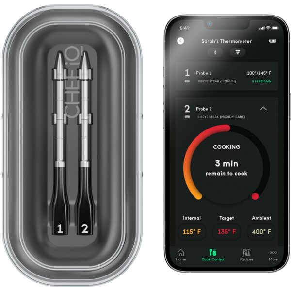 CHEF iQ Sense Smart Wireless Meat Thermometer with 2 Ultra-Thin Probes, Unlimited Range Bluetooth Meat Thermometer, Digital Food Thermometer for Remote Monitoring of BBQ Grill, Oven - Image 2