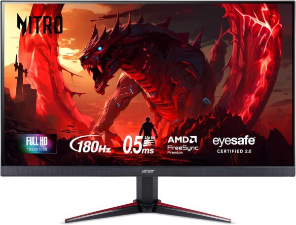 Acer Nitro 23.8" Full HD 1920 x 1080 PC Gaming IPS Monitor | AMD FreeSync Premium | 180Hz Refresh | Up to 0.5ms | HDR10 Support | 99% sRGB | 1 x Display Port 1.2 & 2 x HDMI 2.0 | VG240Y M3biip - Image 2