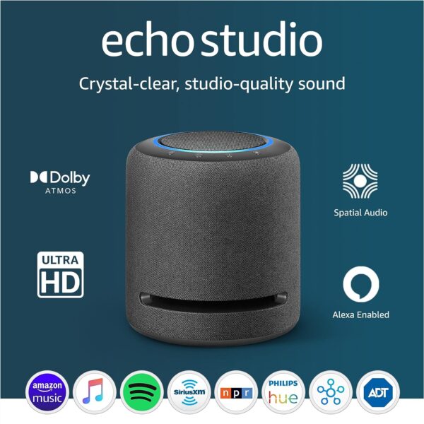 Amazon Echo Studio | Our best-sounding smart speaker ever - With Dolby Atmos, spatial audio processing technology, and Alexa | Charcoal - Image 2