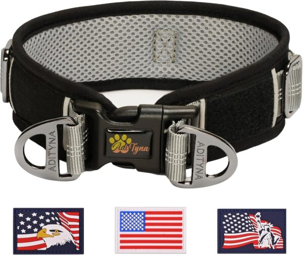 ADITYNA - 2-inch Wide Adjustable Dog Collars for Extra-Large Dogs - Reflective Trim and Double D-Ring for Safety (Black, Extra-Large: Fits Neck 24-30 inches) - Image 2