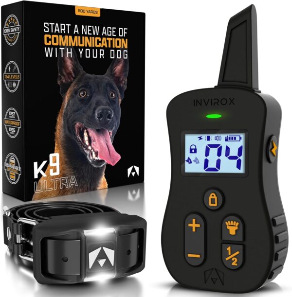 INVIROX Dog Shock Collar [Ultra K9] 124 Training Levels, 4 Powerful Modes with Night-Light and ¾ Mile Range 100% Safe Dog Training Collar for Large Dogs IP67 Waterproof - Image 2