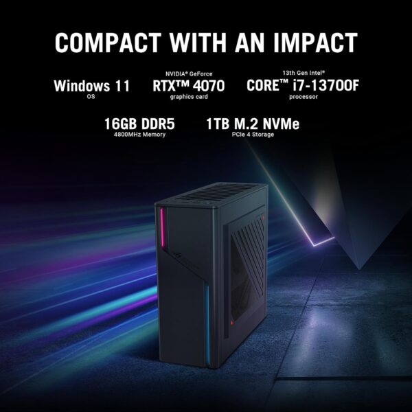 ASUS 2023 ROG G22CH DB776 Gaming Desktop PC, Small Form Factor, Intel Core i7-13700F, NVIDIA GeForce RTX 4070 Dual, 1TB SSD Gen 4, 16GB DDR5 RAM, Windows 11, G22CH-DB776,Gray - Image 4