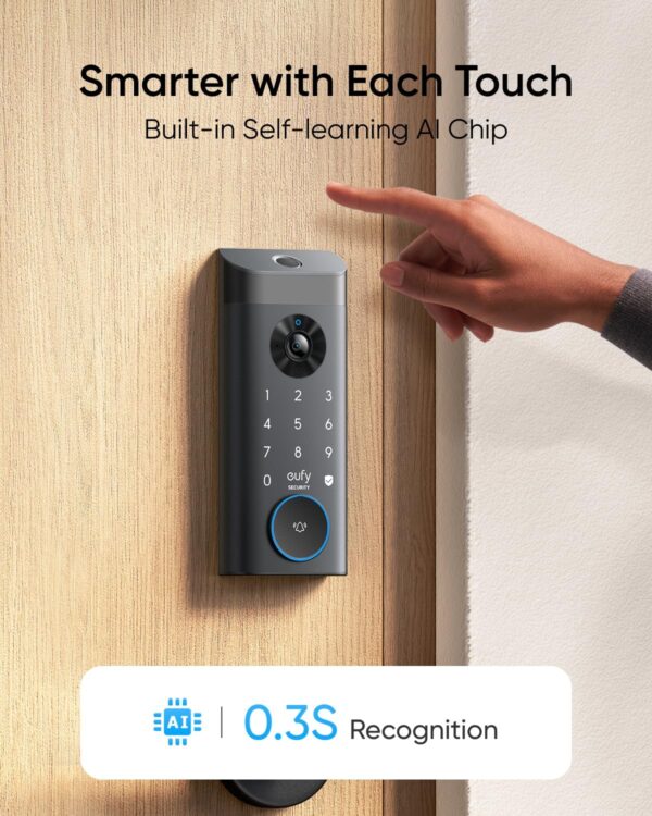 eufy Security Video Smart Lock E330, 3-in-1 Camera+Doorbell+Fingerprint Keyless Entry Door Lock, WiFi Door Lock,App Remote Control,2K HD,Doorbell Camera,No Monthly Fee - Image 5