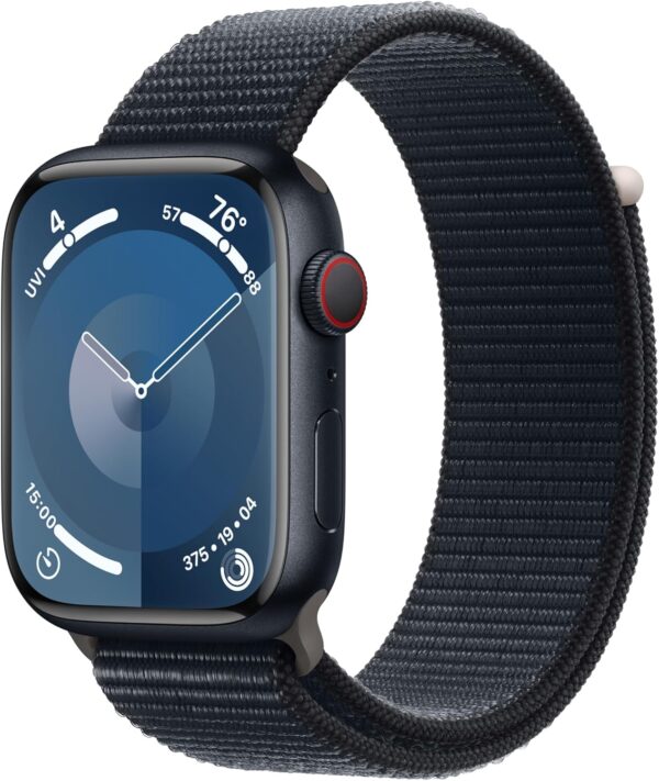 Apple Watch Series 9 [GPS + Cellular 45mm] Smartwatch with Midnight Aluminum Case with Midnight Sport Loop. Fitness Tracker, ECG Apps, Always-On Retina Display, Carbon Neutral - Image 2