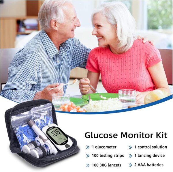 Metene TD-4116 Blood Glucose Monitor Kit, 100 Glucometer Strips, 100 Lancets, 1 Blood Sugar Monitor, Blood Sugar Test Kit with Control Solution, Lancing Device, No Coding, Large Display - Image 7