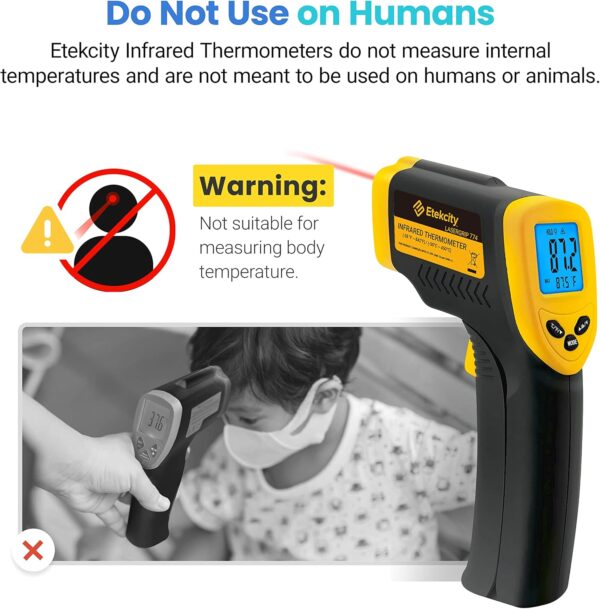 Etekcity Infrared Thermometer Temperature Gun 774, Digital IR Temp Gun for Food, Cooking, BBQ, Pizza Oven, Reptile, Griddle Accessories, Non Contact Surface Outdoor Heat Gun - Image 10