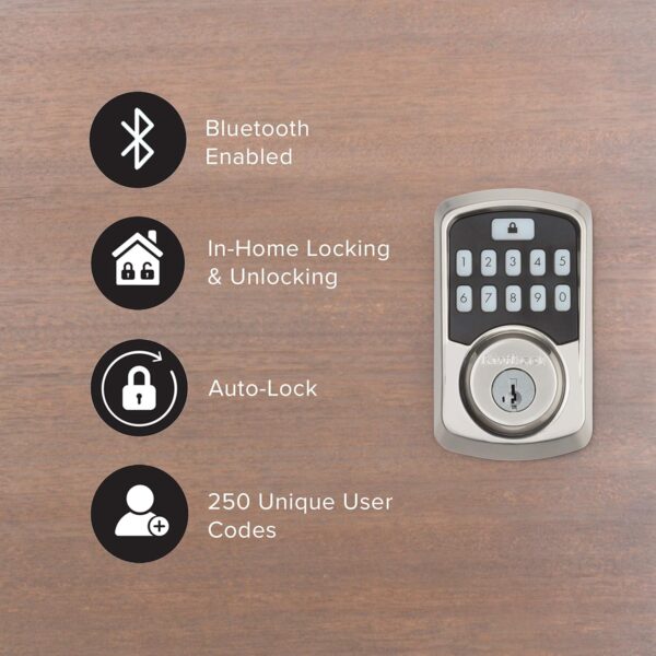 Kwikset 99420-001 Aura Bluetooth Programmable Keypad Door Lock Deadbolt Featuring SmartKey Security, Satin Nickel - Image 5