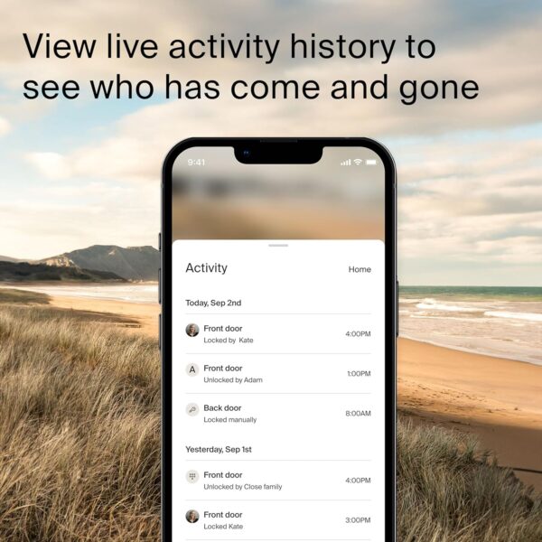 Level Lock+ Connect Wi-Fi Smart Lock plus Apple Home Keys - Remotely Control from Anywhere - includes Key Cards - Works with iOS, Android, Apple HomeKit, Amazon Alexa, Google Home (Satin Nickel) - Image 8