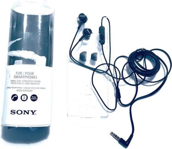 Sony MDREX155AP in-Ear Earbud Headphones/Headset with mic for phone call, Black (MDR-EX155AP/B) - Image 6