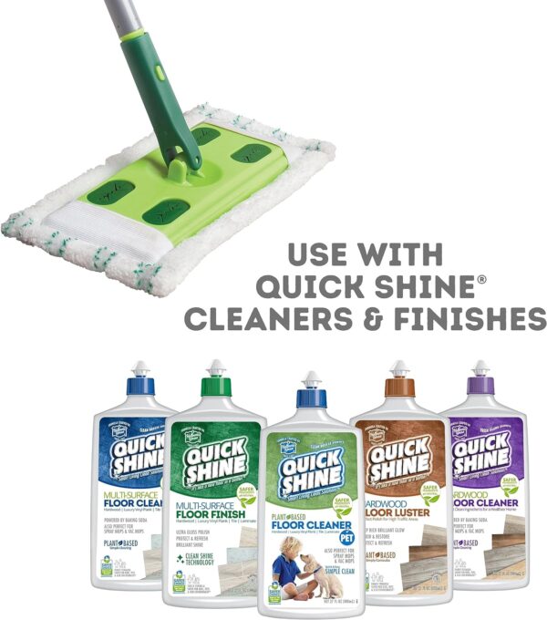 Quick Shine Multi Surface Floor Polish Mop Kit with 3 Reusable Pads & 1 16 oz. Floor Finish Cleaner | Use Wet + Dry | Squirt, Spread, Done | Hardwood, Luxury Vinyl Plank, Laminate - Image 13