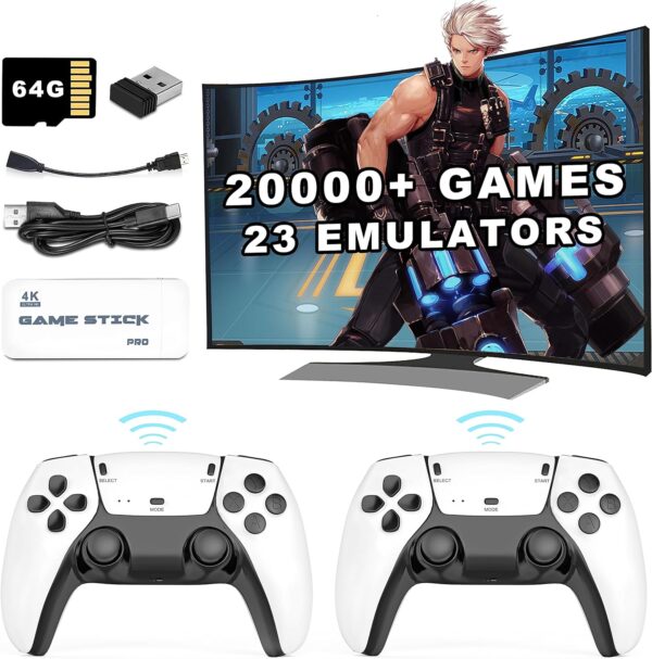 Wireless Retro Game Stick - 20000+ Games, HD Output System Built in 23 Emulators Plug and Play Video Game Consoles with 2.4G Wireless Controllers,64GB TF Card for Gamers of All Ages - Image 2