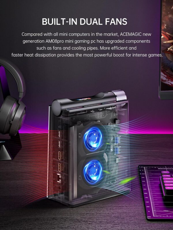 ACEMAGICIAN [Mini Gaming PC] Mini Computers Ryzen 9 6900HX[up to 4.9Ghz], 32GB DDR5 512GB NVMe SSD Mini PC with AMD Radeon 680M, RGB Lights/WiFi6/BT5.2/Dual Channel/3 Modes Mini Desktop - Image 5