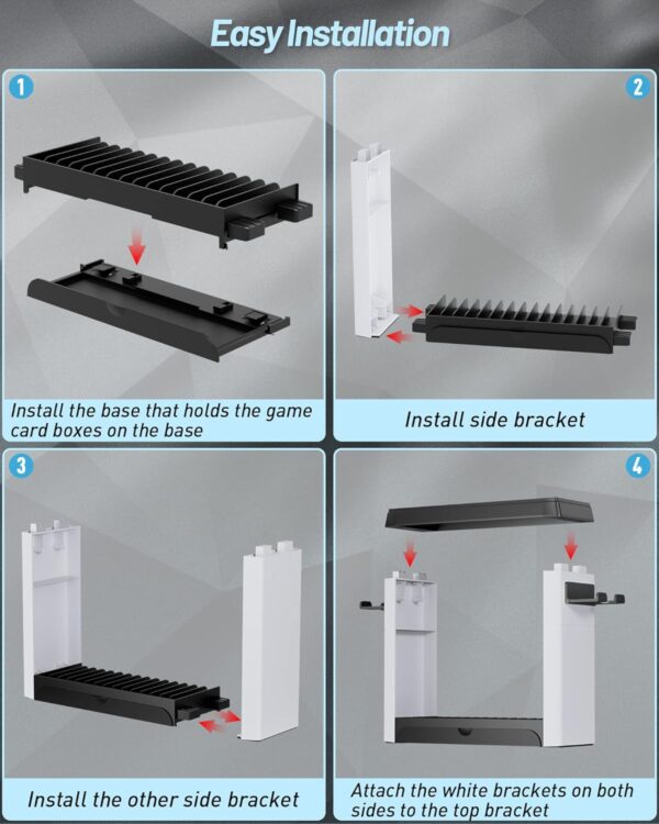 Switch Organizer with Controller Charging Station - ZAONOOL Charger Stand for Nintendo Switch & OLED Joycon, Pro Controller, Accessories Storage Tower for Games, TV Dock - Image 7