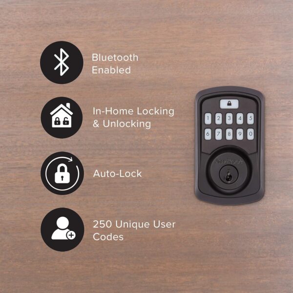 Kwikset 99420-003 Aura Bluetooth Programmable Keypad Door Lock Deadbolt Featuring SmartKey Security, Iron Black - Image 5