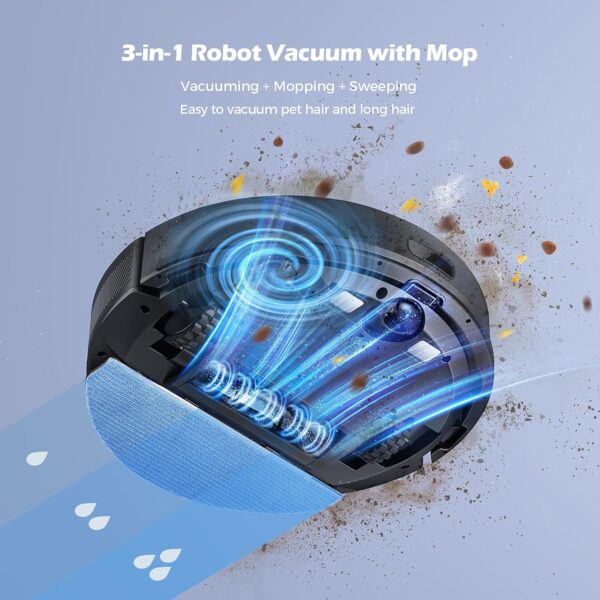 Lubluelu SL68 Robot Vacuum 4500Pa,3 in 1 Robot Vacuum and Mop Combo,LiDAR Navigation,5 Maps,24 No-Go Zones, WiFi/App/Alexa,Self-Charging,Anti-Siphon,Vacuum Robot for Pet Hair,Carpet,Hard Floor - Image 7