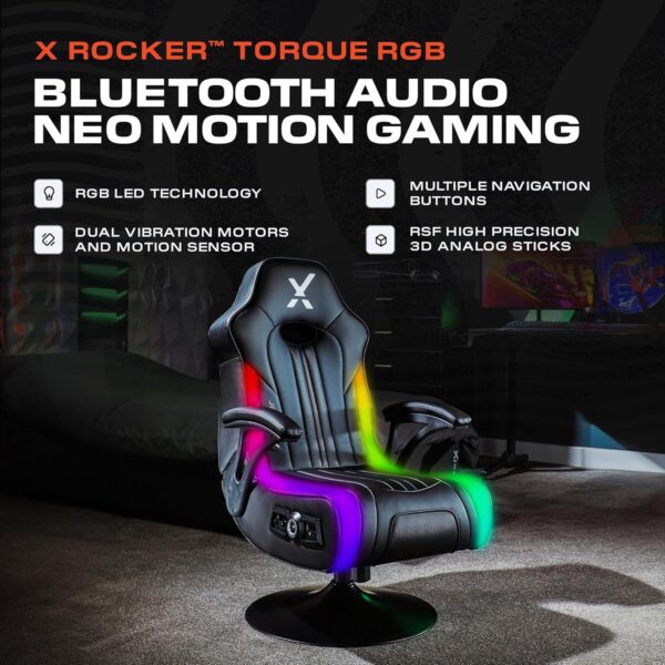 X Rocker Torque Pedestal Gaming Chair, Bluetooth Audio with Subwoofer and Vibration - Image 4