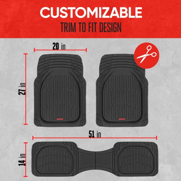 Motor Trend FlexTough Floor Mats for Cars, Deep Dish All-Weather Mats, Waterproof Trim-To Fit Automotive Floor Mats for Cars Trucks SUV, Universal Floor Liner Car Accessories, Black, Full Set - Image 8