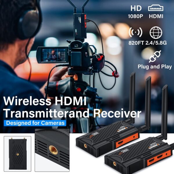 Wireless HDMI Transmitter and Receiver,250m(820ft) HDMI Extender Kit with HDMI Loop Out,2.4/5.8GHz 1080P Full HD for Streaming from DSLR,Laptop,Netflix,YouTube,PS4 to TV/Projector IR Support. - Image 6