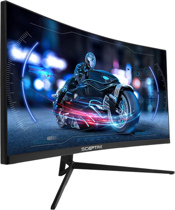 Sceptre Curved 24" FHD 1080p Gaming LED Monitor R1200 HDMI DisplayPort 165Hz 144Hz FreeSync G-Sync Compatible, Edgeless Build-in Speakers Machine Black 2021 (C248B-1858RN) - Image 3