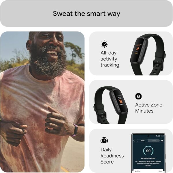 Fitbit Inspire 3 Health &-Fitness-Tracker with Stress Management, Workout Intensity, Sleep Tracking, 24/7 Heart Rate and more, Midnight Zen/Black One Size (S & L Bands Included) - Image 3