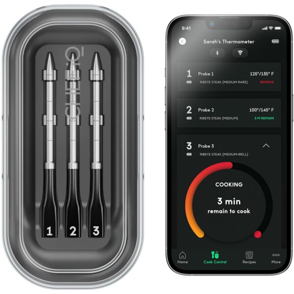 CHEF iQ Sense Smart Wireless Meat Thermometer with 3 Ultra-Thin Probes, Unlimited Range Bluetooth Meat Thermometer, Digital Food Thermometer for Remote Monitoring of BBQ Grill, Oven - Image 2