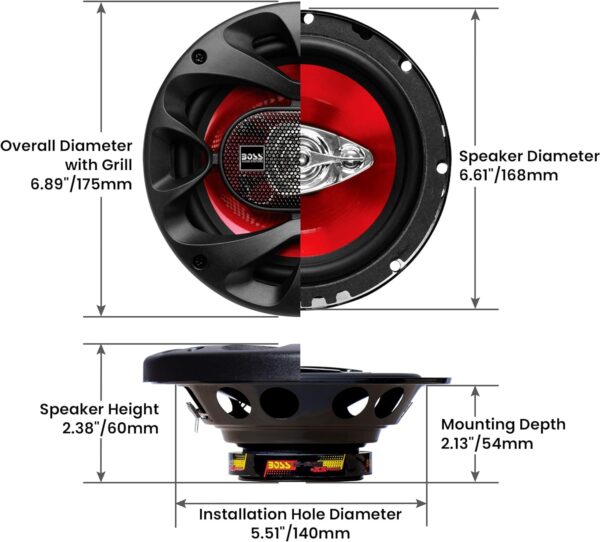 BOSS Audio Systems CH6530 Chaos Series 6.5 Inch Car Door Speakers - 300 Watts (pair), 3 Way, Full Range, Tweeters, Coaxial, Sold in Pairs - Image 5