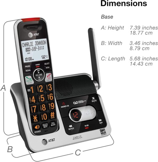 AT&T BL102-2 DECT 6.0 2-Handset Cordless Phone for Home with Answering Machine, Call Blocking, Caller ID Announcer, Audio Assist, Intercom, and Unsurpassed Range, Silver/Black - Image 12