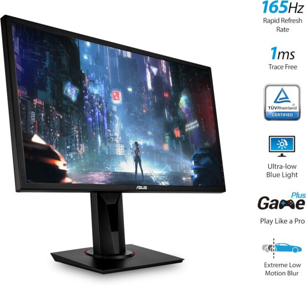 ASUS VG248QG 24" G-SYNC Gaming Monitor 165Hz 1080p 0.5ms Eye Care with DP HDMI DVI,Black - Image 3