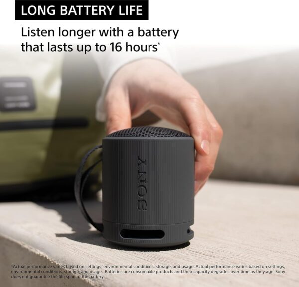 Sony SRS-XB100 Wireless Bluetooth Portable Lightweight Super-Compact Travel Speaker, Extra-Durable IP67 Waterproof & Dustproof, 16 Hour Battery, Versatile Strap, and Hands-free Calling, Light Gray NEW - Image 6