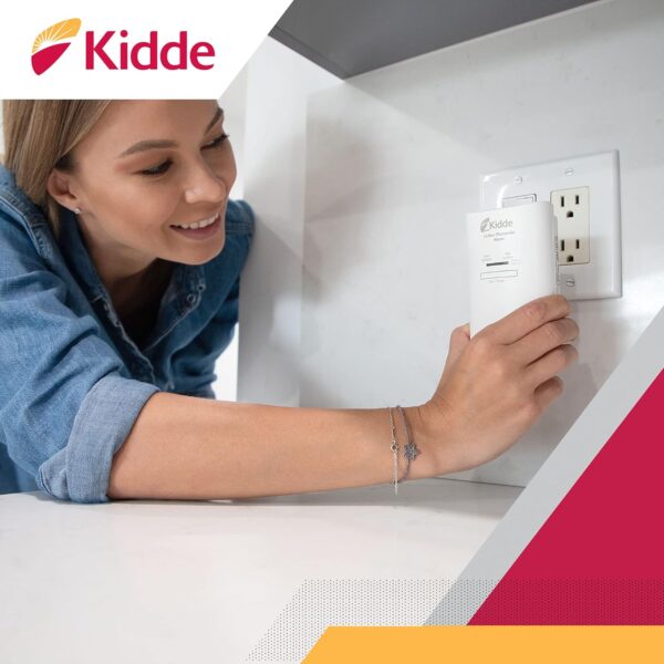 Kidde Carbon Monoxide Detector, Plug In Wall with AA Battery Backup, Test-Hush Button - Image 6