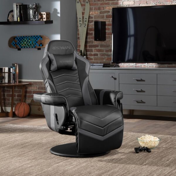 RESPAWN 900 Gaming Recliner - Video Games Console Recliner Chair, Computer Recliner, Adjustable Leg Rest and Recline, Recliner with Cupholder, Reclining Gaming Chair with Footrest - Gray - Image 2