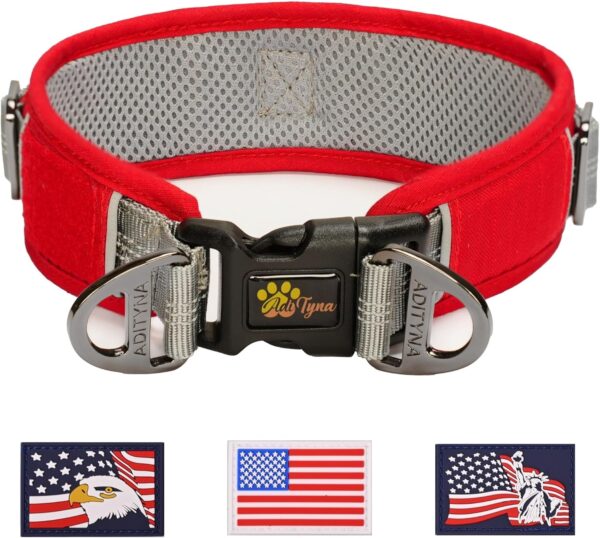 ADITYNA - 2-inch Wide Adjustable Dog Collars for Medium Dogs - Reflective Trim and Double D-Ring for Safety - Oxford Material & Mesh Lining for Comfort (Red, Medium: Fits Neck 15-18 inches) - Image 10