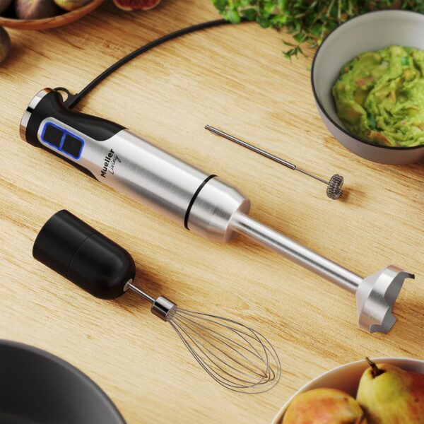 MuellerLiving Hand Blender, Immersion Blender, Hand Mixer with Attachments: Stainless Steel Blade, Whisk, Milk Frother - Image 9