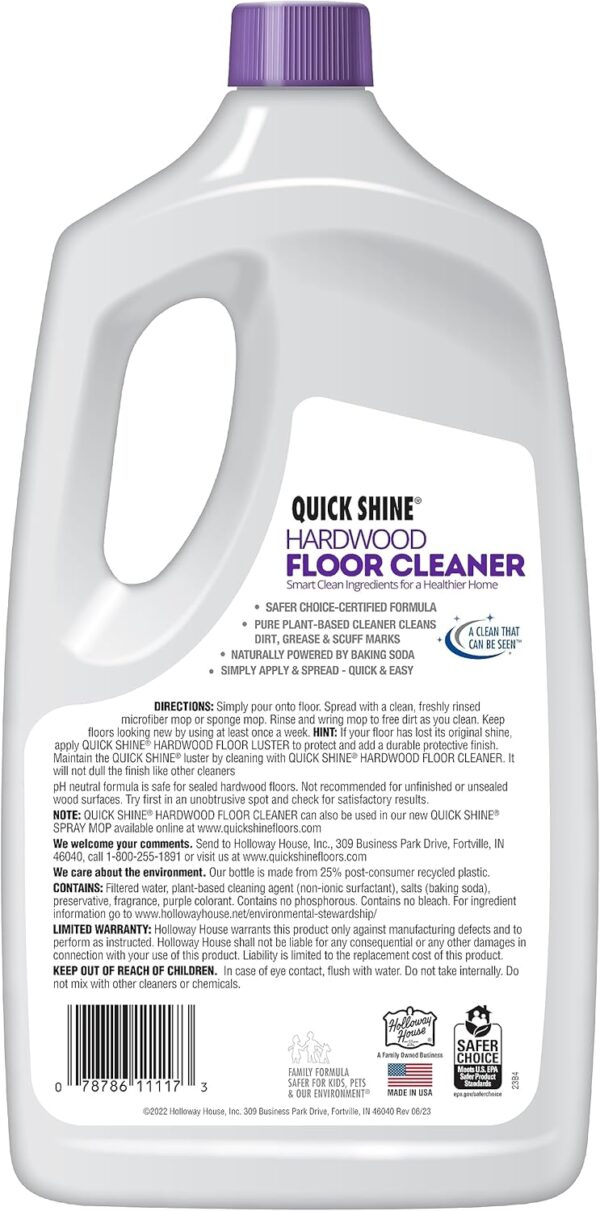 Quick Shine Hardwood Floor Cleaner 64oz | Use in Spray & Vac Mops | Removes Dirt & Scuff Marks | Ready-to-Use, Streak Free, No Rinse | Safer Choice Cleaner |Perfect for Gentle and Effective Cleaning - Image 13