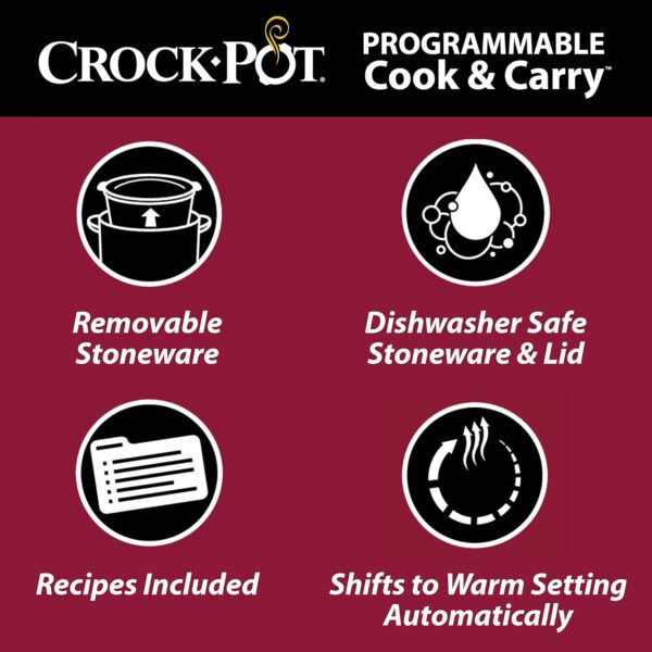 Crock-Pot 6 Quart Cook & Carry Programmable Slow Cooker with Digital Timer, Stainless Steel (CPSCVC60LL-S), pack of 1 - Image 7