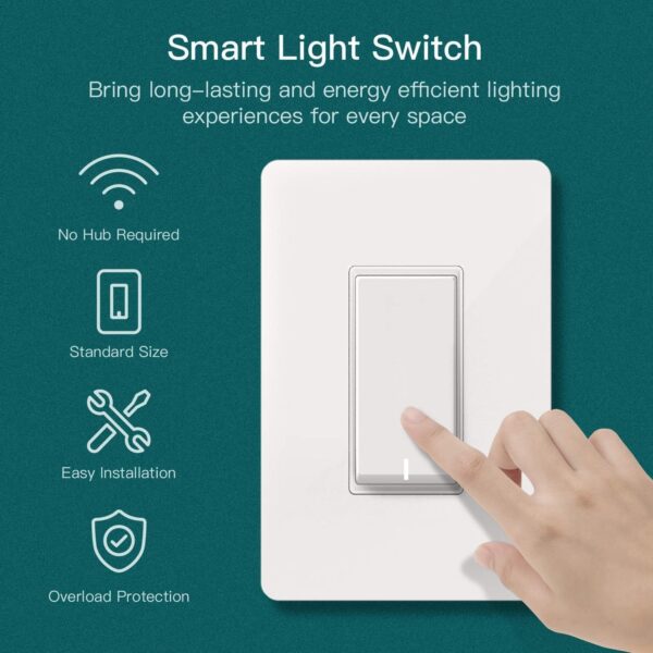 TREATLIFE Smart Light Switch Single Pole Smart Switch Works with Alexa, Google Home and SmartThings, 2.4GHz Wi-Fi Timer Light Switch, Neutral Wire Required, No Hub Required, FCC Listed, 4 Pack - Image 5