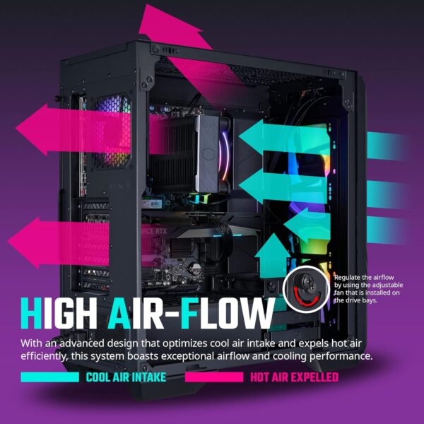 Cooler Master HAF 5 Pro High Performance Gaming PC Desktop - Intel i7 12700F - NVIDIA GeForce RTX 3070 - 16GB DDR4 3200MHz - 1TB M.2 NVMe SSD – WiFi - Windows 11 - Desktop Computer,Black - Image 5