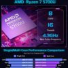 ACEMAGICIAN [Gaming PC] Ryzen Mini PC, AMD Ryzen 7 5700U(up to 4.3Ghz) 16GB DDR4 512GB NVME SSD Mini Desktop Computer, Mini Computers [WiFi6/BT5.2] [4K UHD/RGB Lights/3 Adjustable Mode PC Gaming] - Image 3