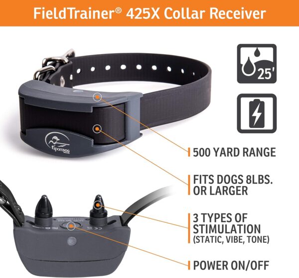 SportDOG Brand 425 Remote Trainers - 500 Yard Range E-Collar with Static, Vibrate and Tone - Waterproof, Rechargeable - Black (SD-425X) Dog Training Collar - Image 5