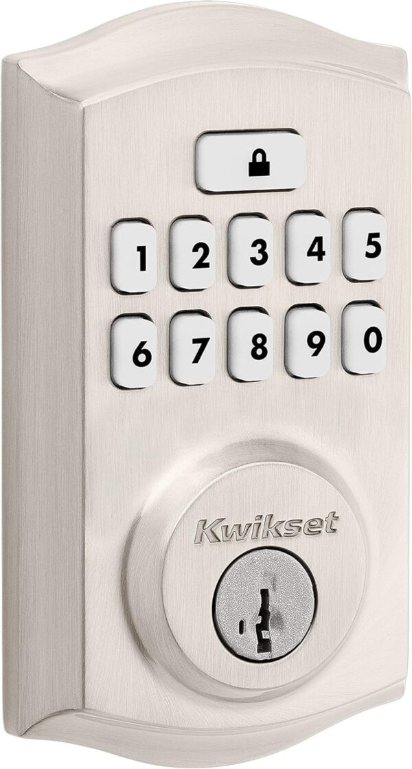 Kwikset SmartCode 260 Keyless Electronic Keypad Deadbolt, Microban Protected Keypad, Auto Door Lock, SmartKey Re-Key Security, Satin Nickel - Image 3