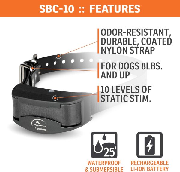 SportDOG Brand NoBark 10 Collar - Rechargeable, Programmable Bark Collar - Waterproof & Submersible, Black - Image 4